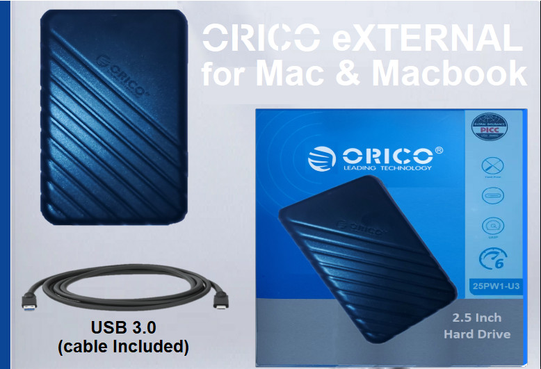 1TB External Hard Drive for Mac, Windows, & Linux Portable Macbook Laptop Orico