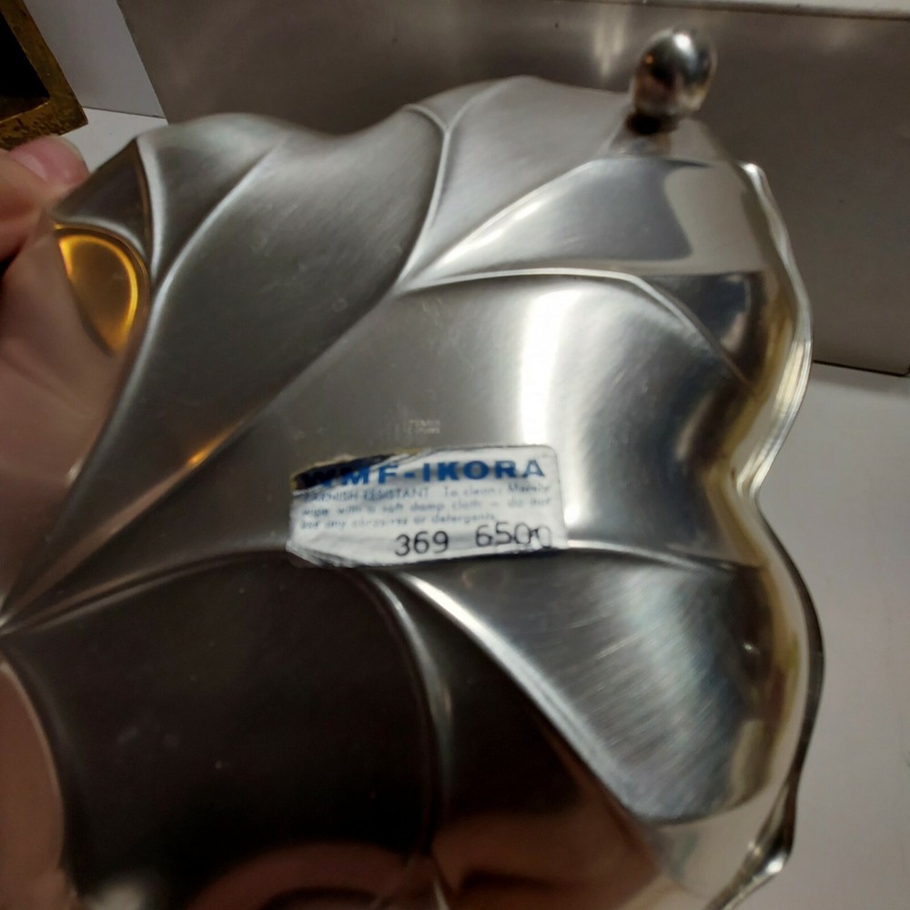 VTG Ikora WMF Silverplate Leaf Footed Candy Trinket Dish Germany Unused w/box