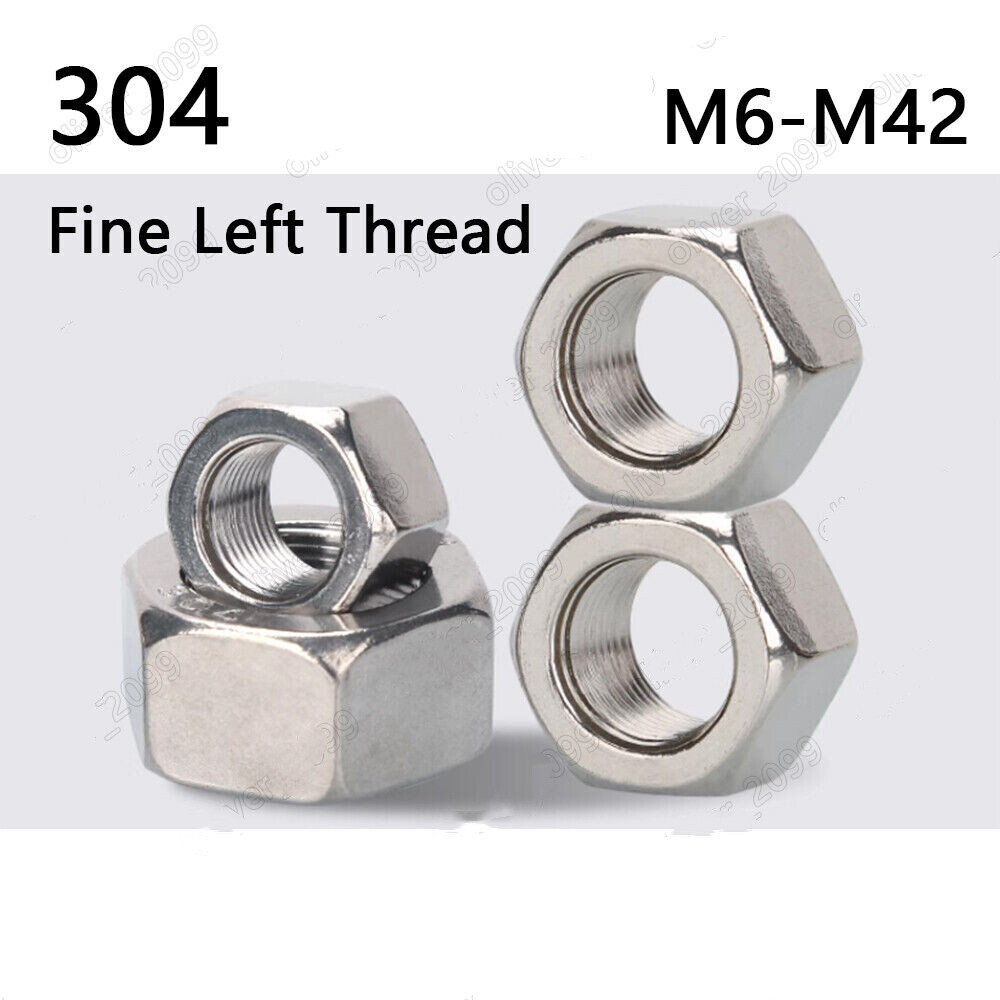 Left Hand Thread 304 Stainless Steel Hexagon Hex Nuts With Fine Thread M6-M42