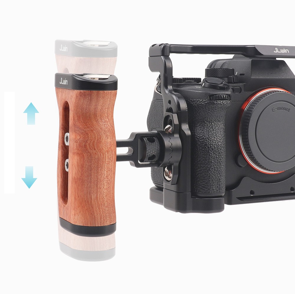 Wooden Side Handle Grip Quick Release Version Mount for Vlogging Camera Cage Rig