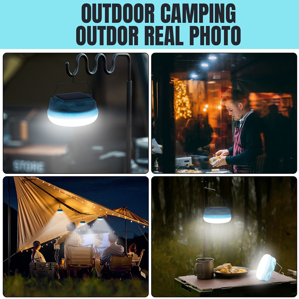 Solar Portable Rechargeable LED Camping Lantern Flashlight Torch Lamp Waterproof