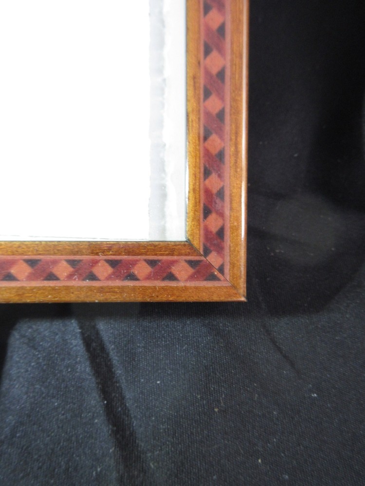 Vintage Wood Marquetry Inlay Picture Frame Geometric Border 7.75 x 5.75 German