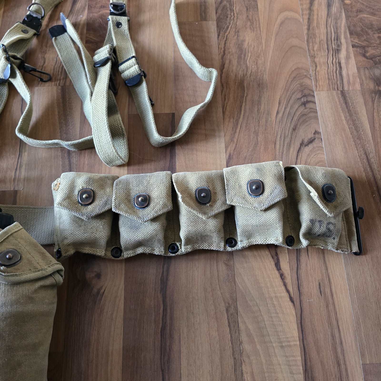 USMC Cartridge Belt Suspenders Canteen First Aid Wharton Mfg For Reenactment