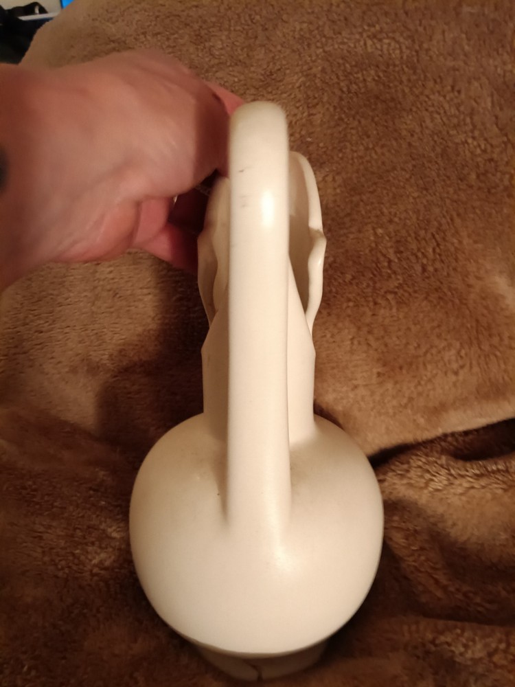 Nilok Ceramic Pitcher White Matte Pottery Round Solid Handle Impressed Backstamp