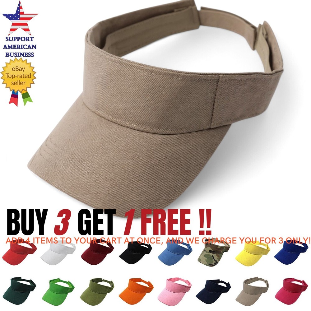 Visor Sun Hat Golf Tennis Beach Men Women Caps Adjustable Cap Solid Plain Blank