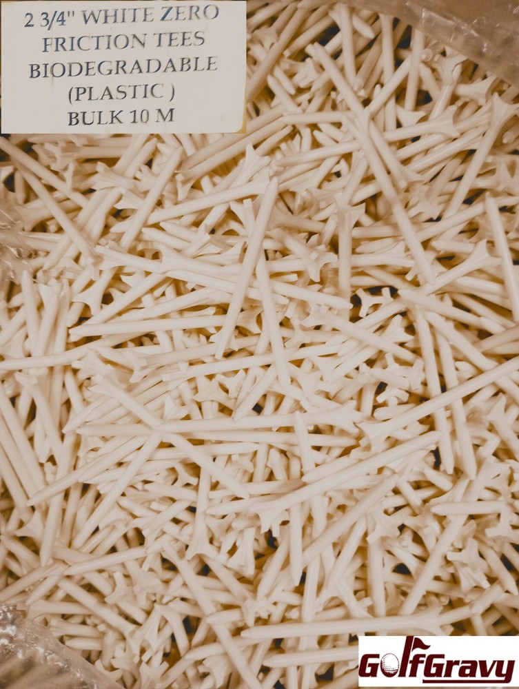 New Zero Friction Biodegradable Plastic 2 3/4" 2.75 *3 Prong* WHITE Golf Tees