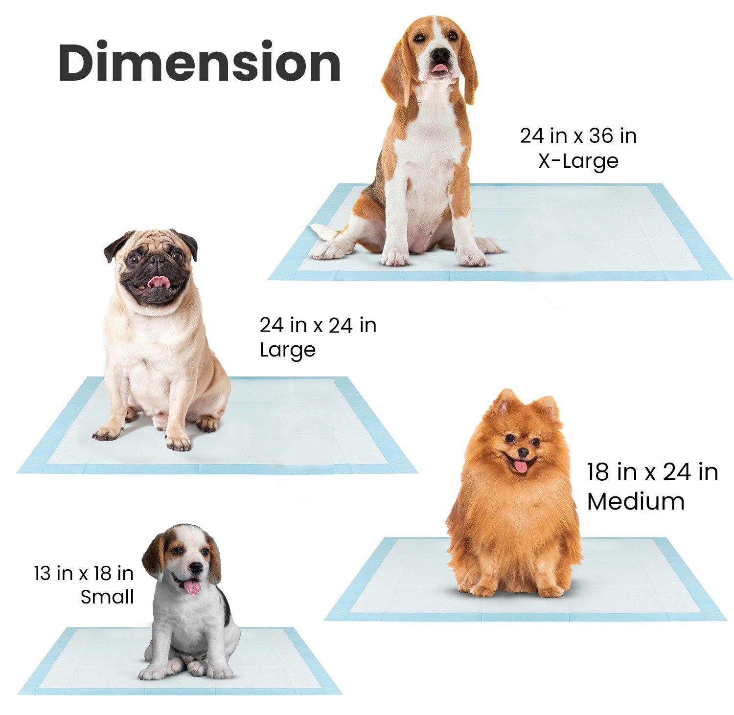 FPN Pet Training Pads for Dogs Ultra-Absorbent Unscented Blue Pet Pads 4 Sizes