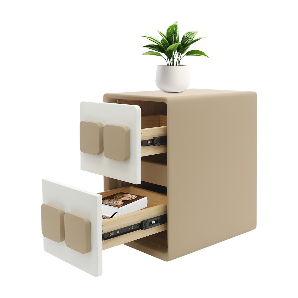 Modern Minimalist End Table, Bedside Table, Floorstanding End Table W/ 2 Drawers