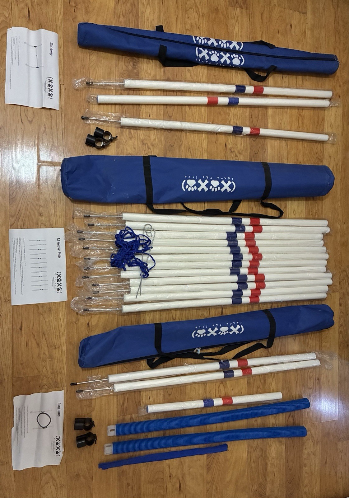 Dog Agility Training Equipment Bar Jump Ring Jump and 12 Weave Poles