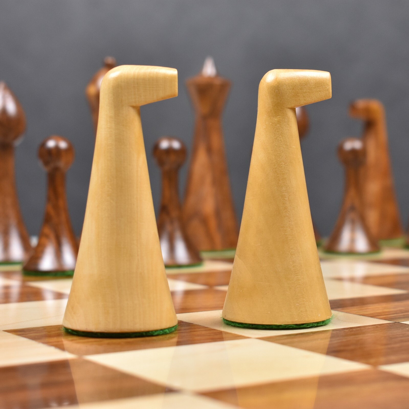 3.6" Herman Ohme Minimalist Chess Pieces Only set- Weighted Golden Rosewood