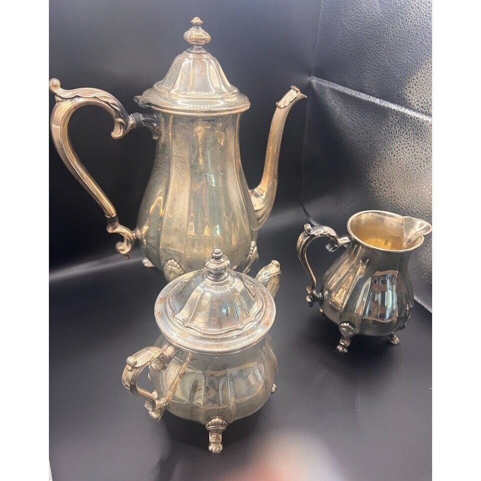 Antique Silverplate Tea Coffee Set Chippendale International Silver Co Sugar &