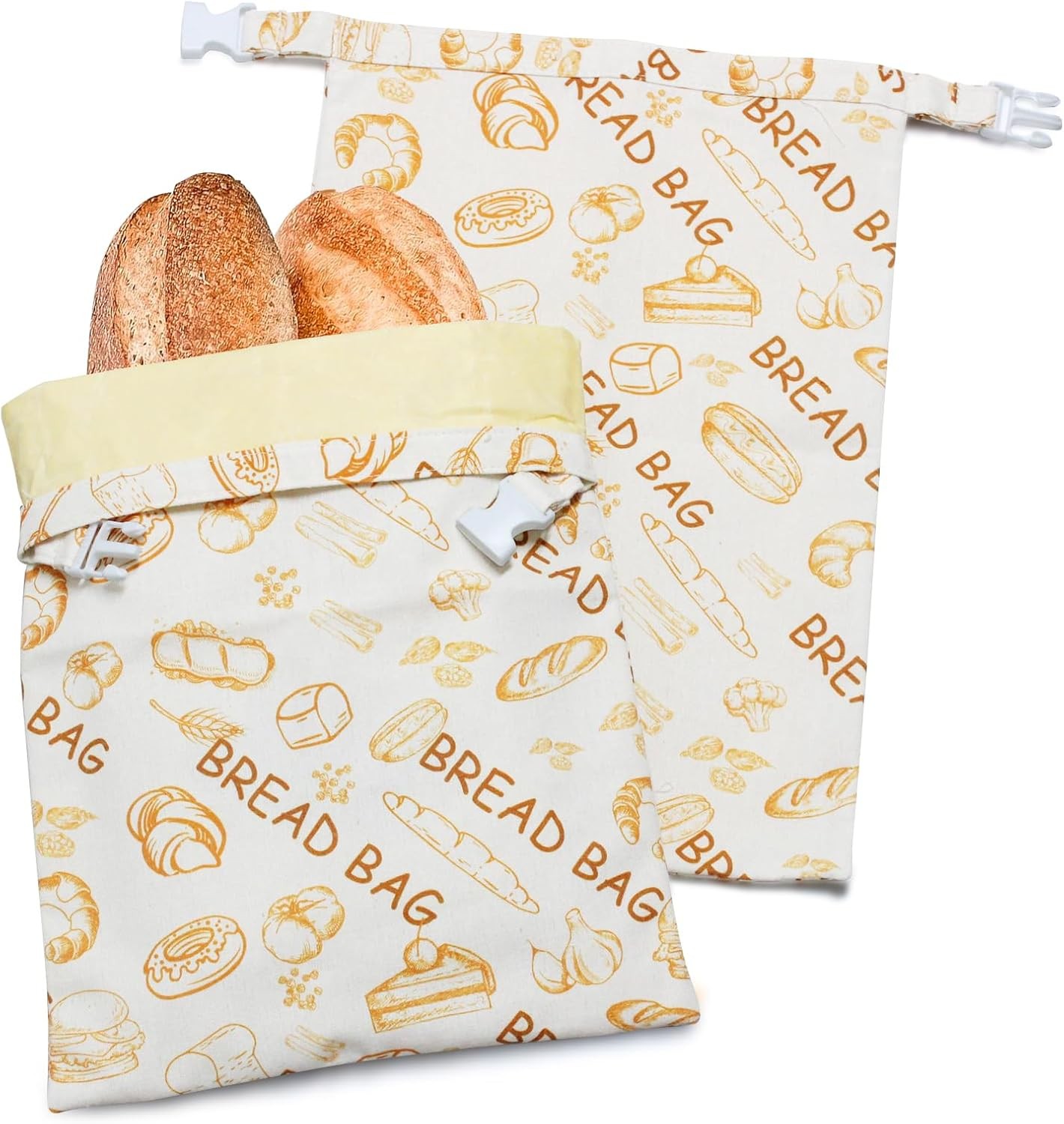 Removable Bread Bags for Homemade Bread, 2 Pack XL Beeswax Bread Bags for Sourdo