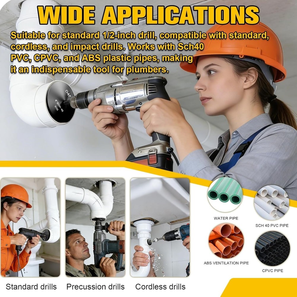 6Pcs PVC Pipe Reamer Kit - 04529 for PPRK6 Plastic Pipe Fitting Reamer Tool S...