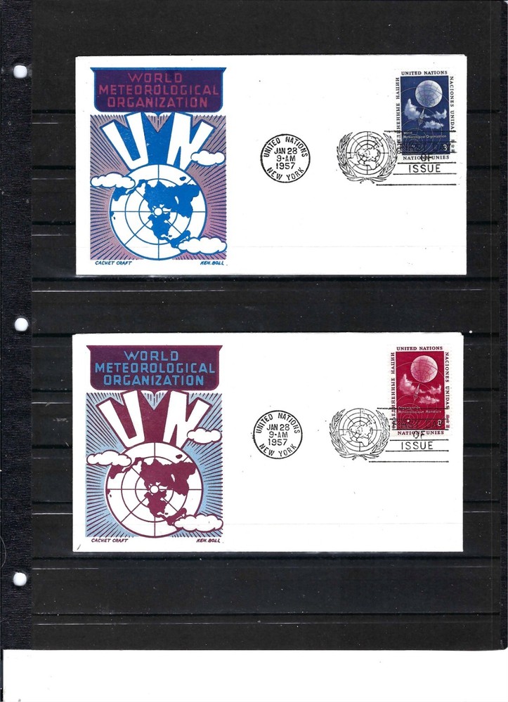 1957 WORLD METEOROLOGICAL FDC's (Scott# 49/50) - CACHET CRAFT Cachet (249A)