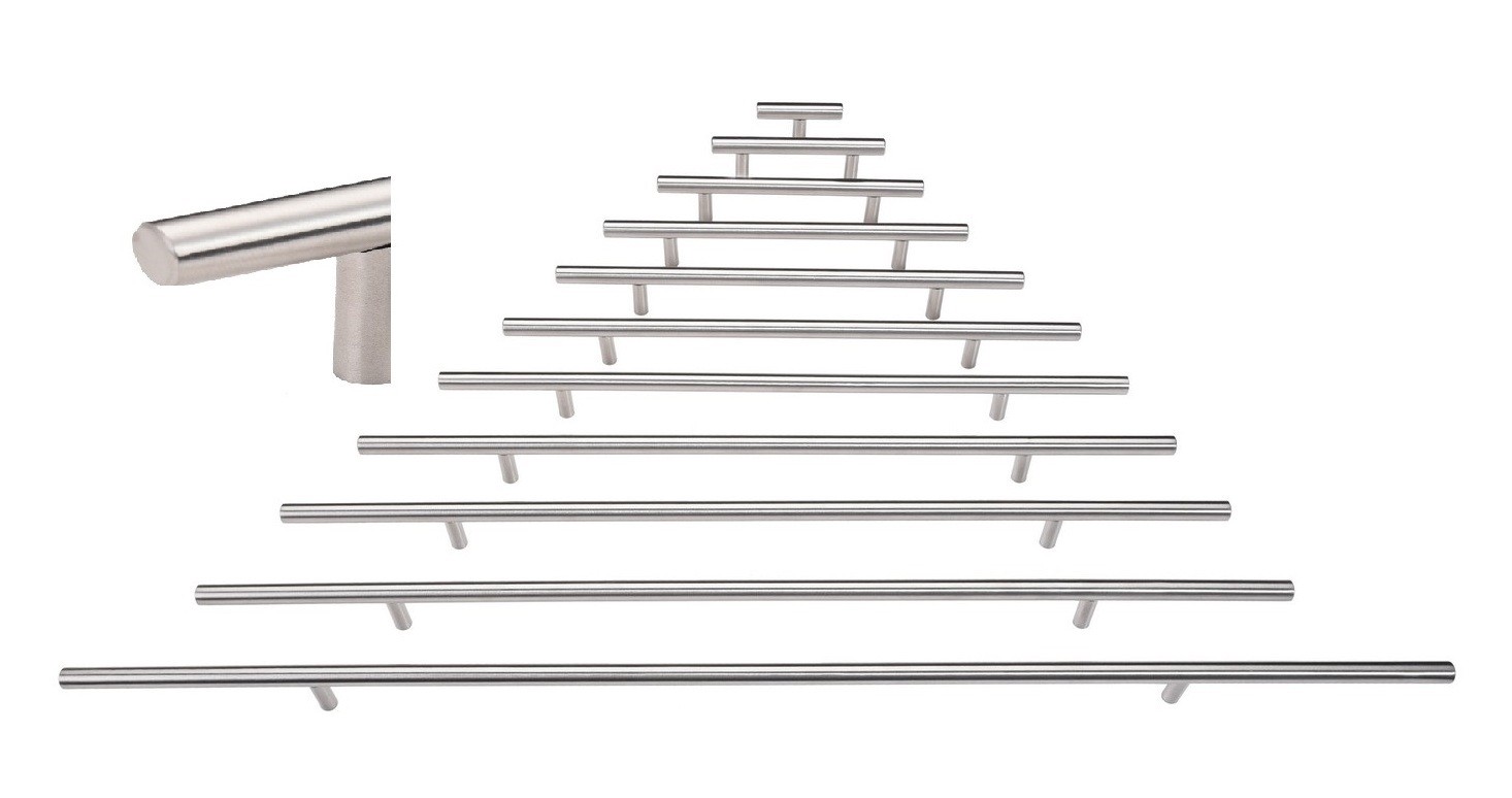 Stainless Steel T Bar Kitchen Cabinet Door Hardware Pulls Handles Knobs 2" - 24"