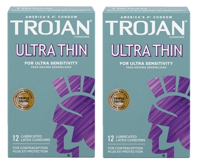 2 Pack- Trojan Ultra Thin For Ultra Sensitivity, 12 ct *EXP 2023*