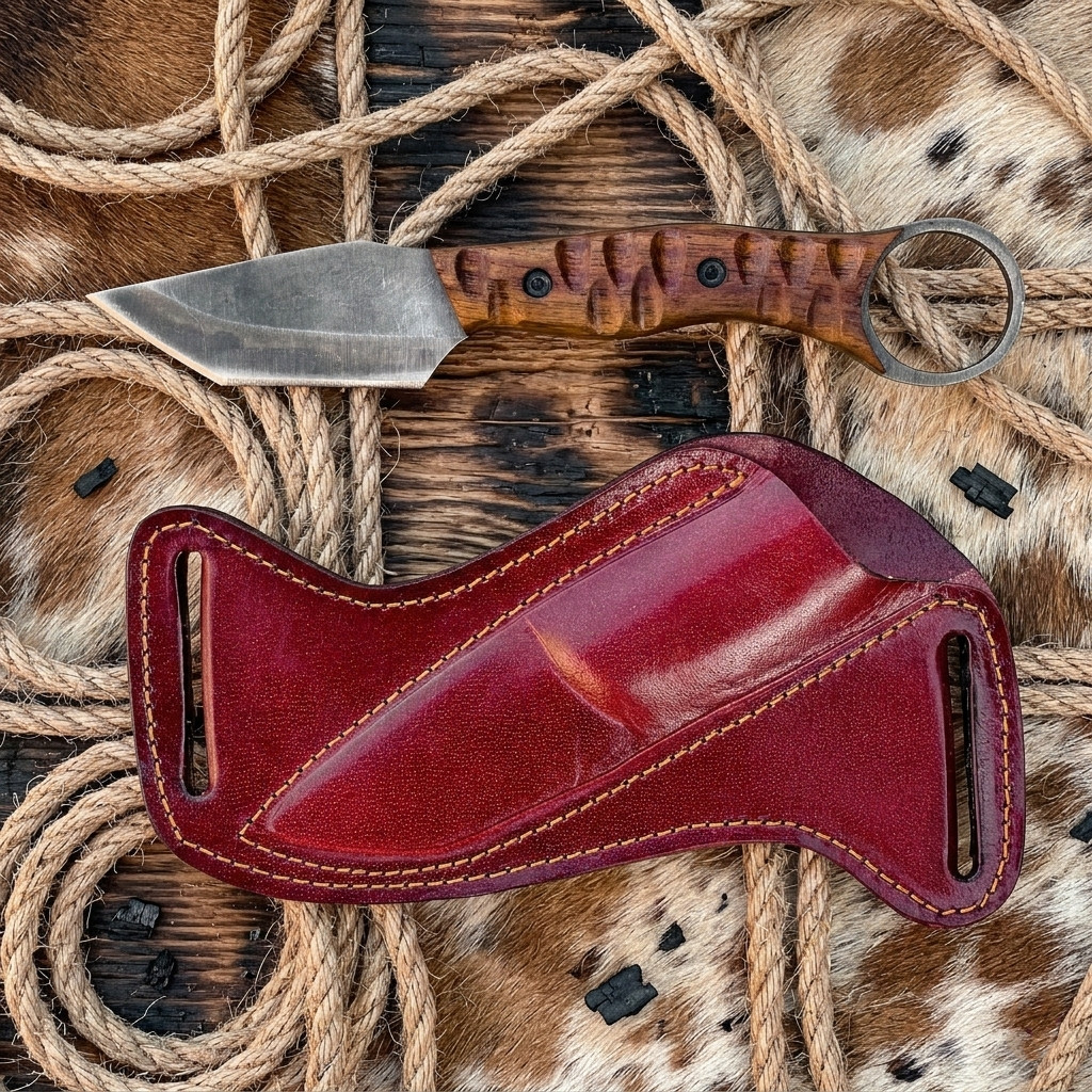 Handmade Fixed Blade Hunting Knife with Sheath, EDC Outdoor Bushcraft Knife