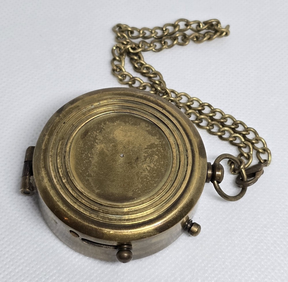 Antique Style Brass Compass Engraved