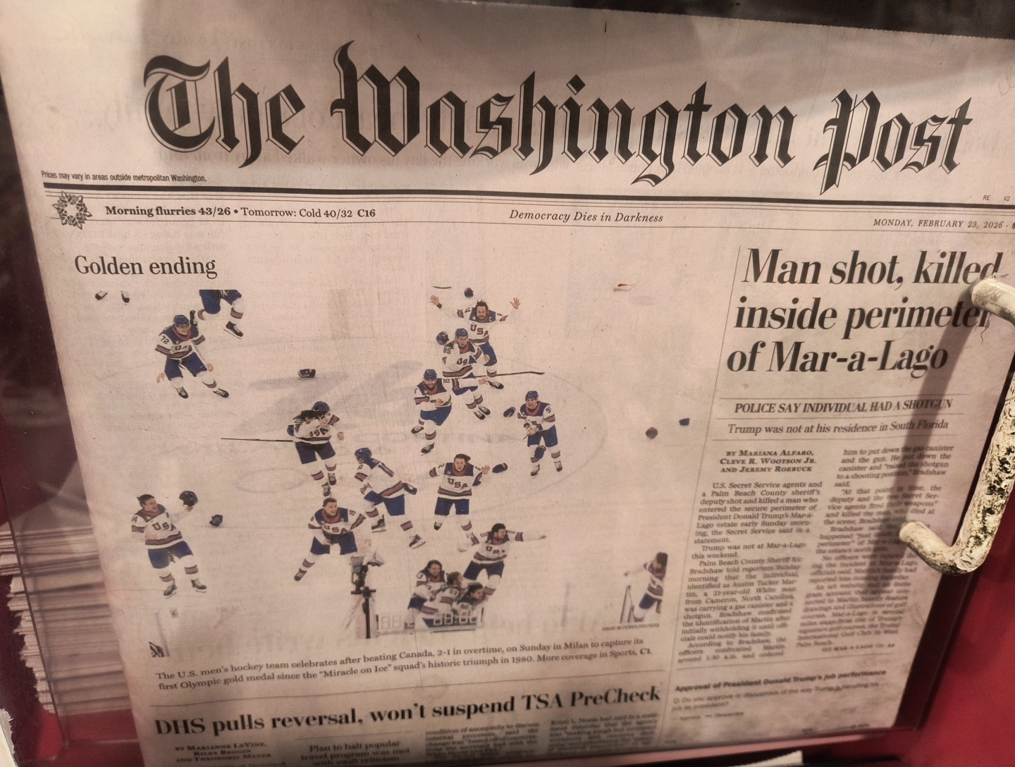 The Washington Post Monday February 23 2026 Man Shot Killed Mar- A-Lago