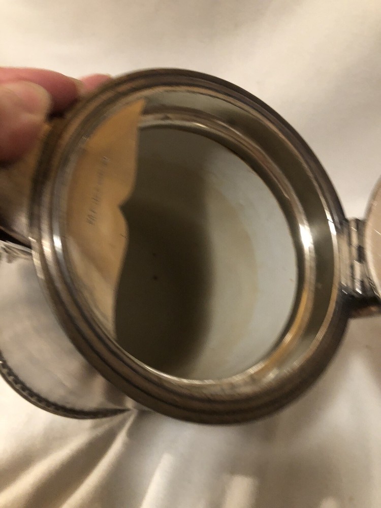 Antique OCT 29th 1878 Wilcox Quadruple Silver Plate Enamel Lined Pitcher