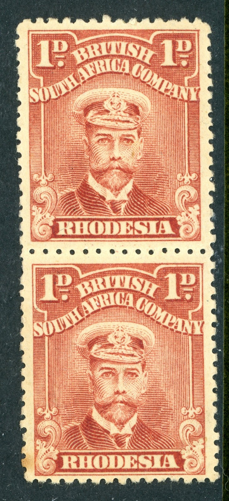 Rhodesia 1913 British KGV 1p Brown Red SG #192 Pair MNH S727