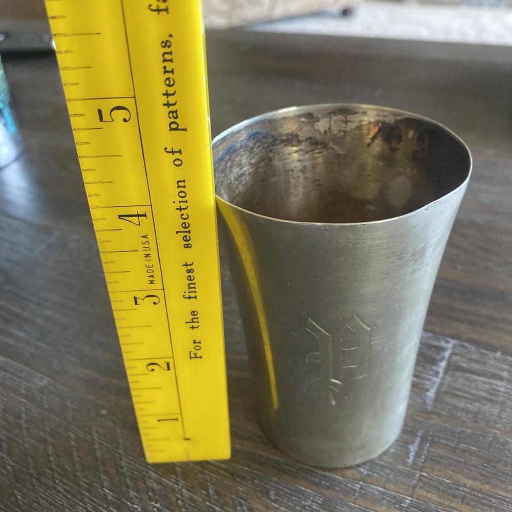 Benedict Indestructo Sheffield Plate Nickel Silver Tumbler #1384 monogrammed