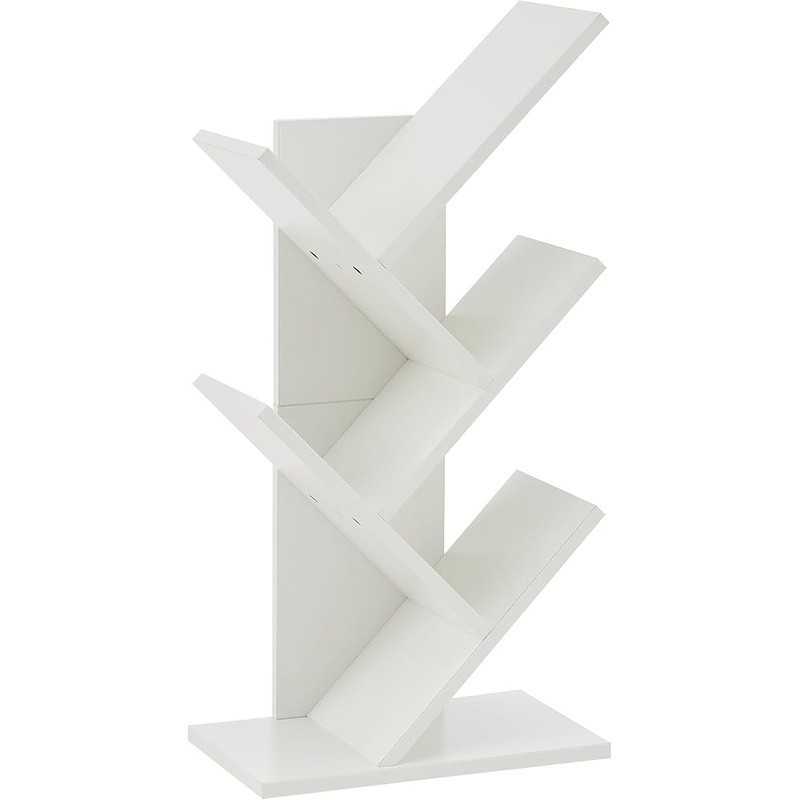 Multifunctional 4 Tier Rustic Tree Bookcase Space Saving Organizer Home Office