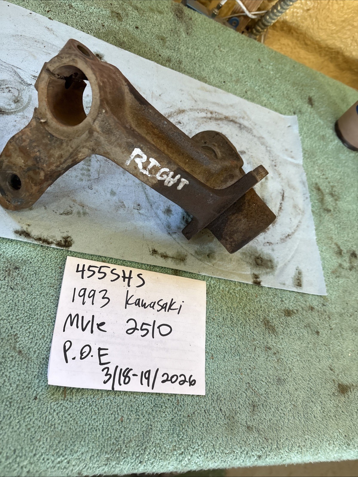 1993 Kawasaki Mule 2510 Wright Front Steering Knuckle Spindle 455