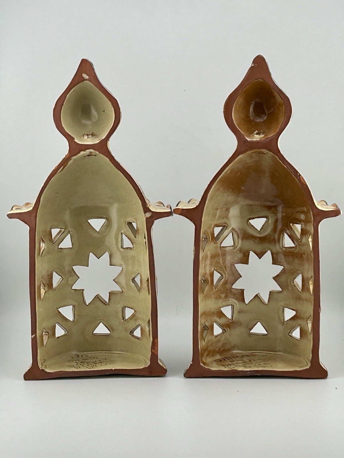 Vintage Portuguese Algarve Olaria de Almancil Pierced Ceramic Wall Lantern Alice