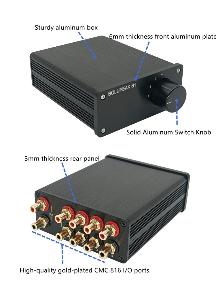 4 way RCA audio switch stereo input signal source switcher selector box Passive