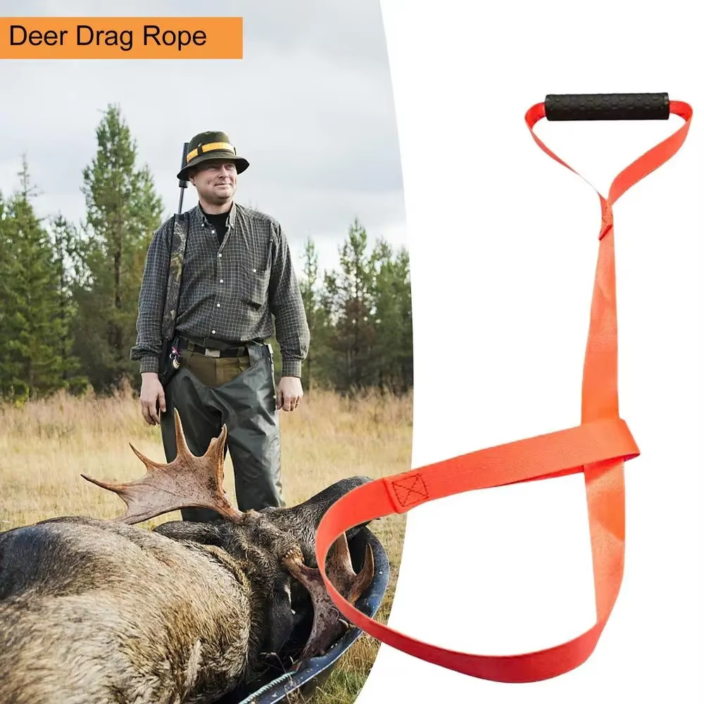 3Pcs Deer Drag Harness Puller Sled Rope with Self-Lock Loop Easy-to-Grip Handle