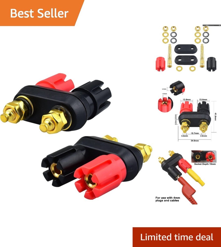 Secure Your Audio Setup with Gold Plated 4mm Banana Plug Binding Posts - 2 Pack
