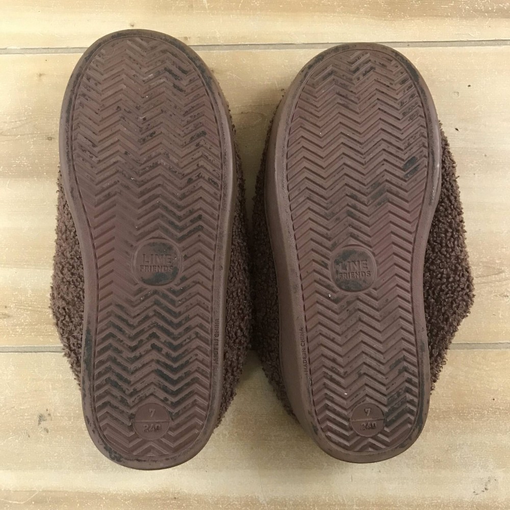 Line Friends Solid Living Room Slippers Brown