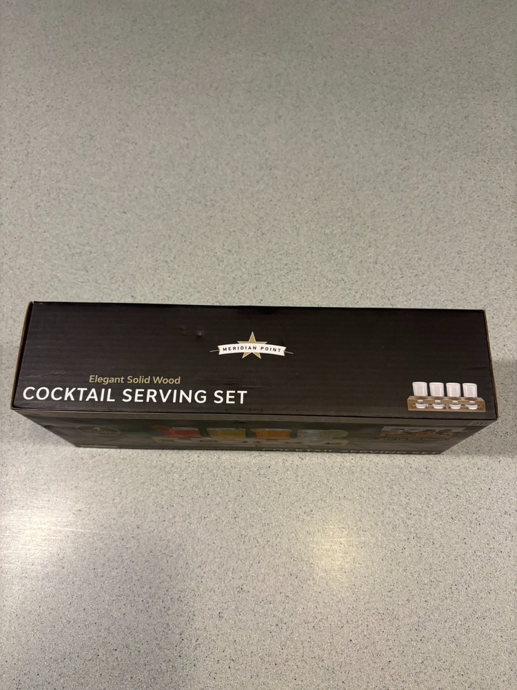 Elegant Solid Wood Cocktail Serving Set NIB