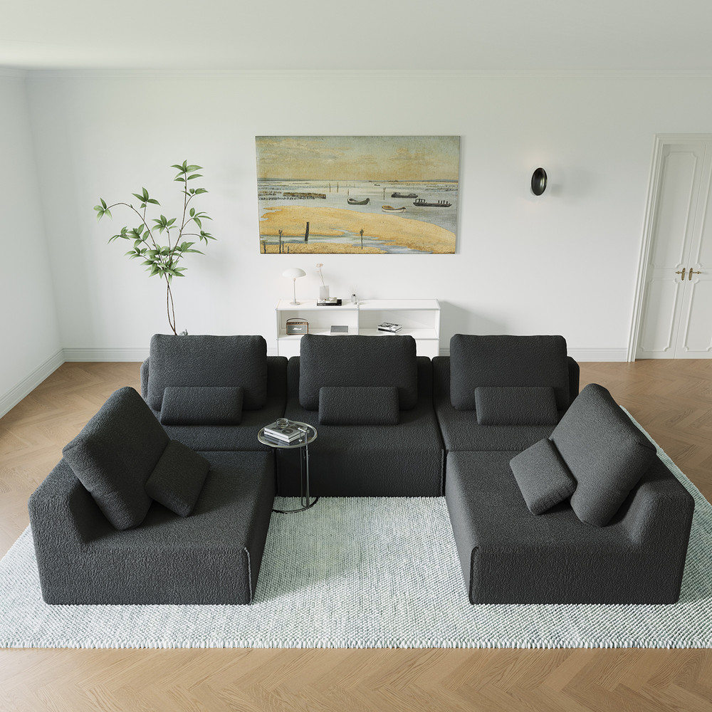 Oversized Modular Sectional Sofa,Luxury Boucle Floor Couch Set,Convertible Comp