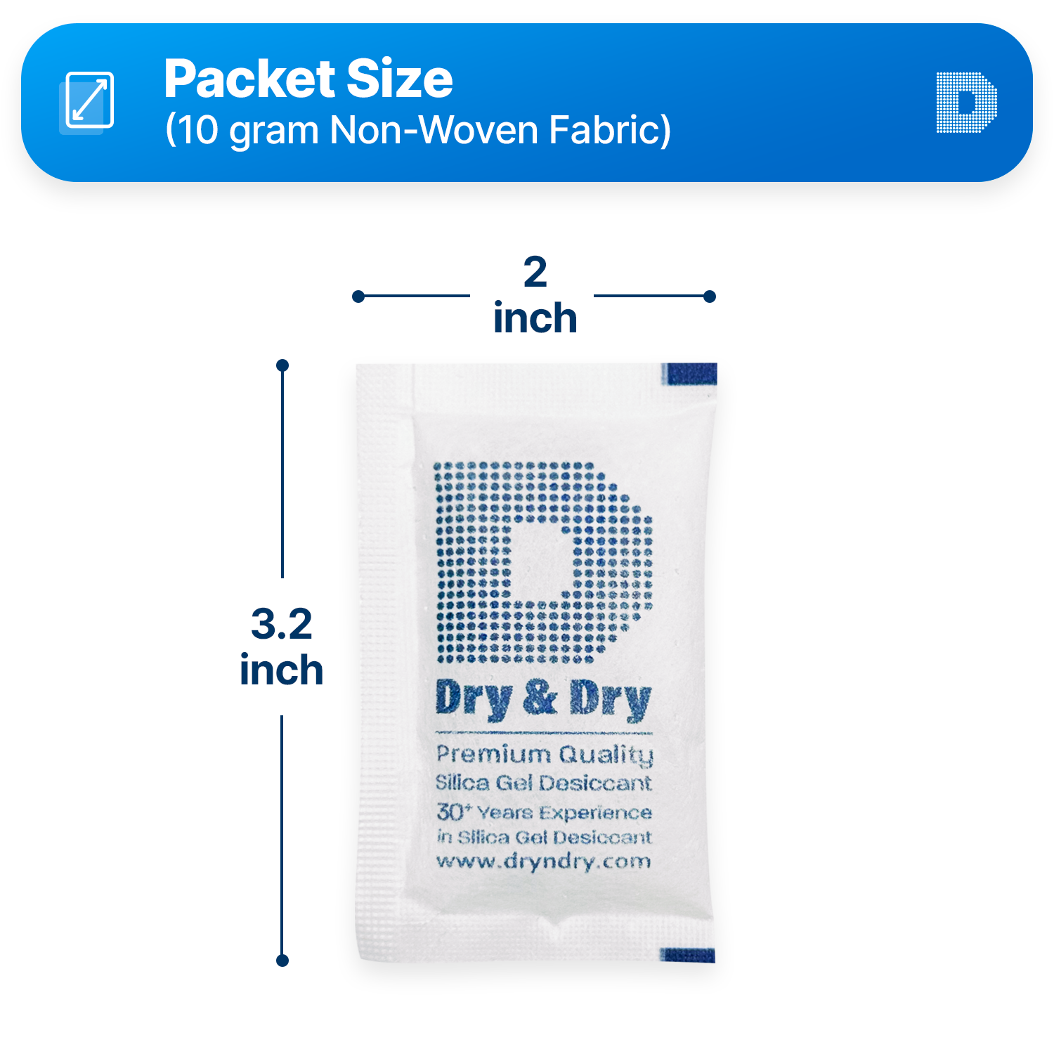 10 gram X 60 PK "Dry & Dry" Silica Gel Desiccant Packets(Reusable)-FDA Compliant