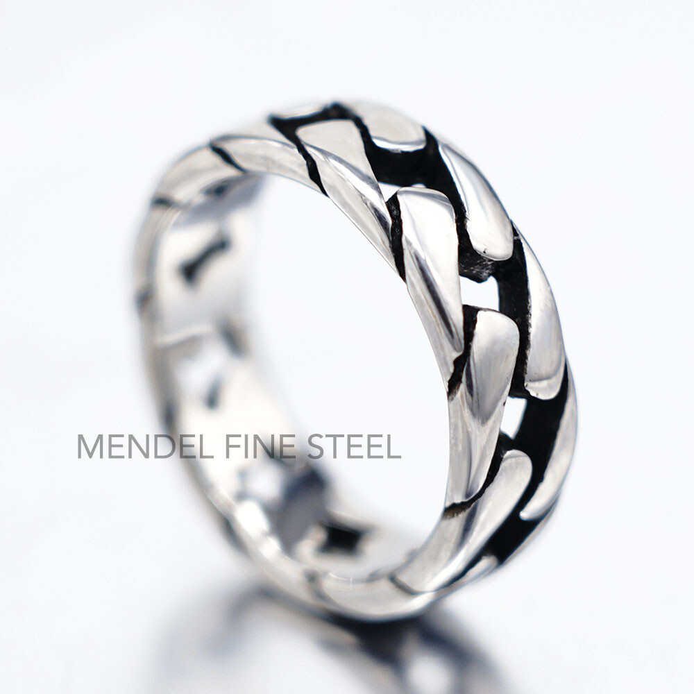 MENDEL Gold Plated Mens Biker Cuban Link Band Ring Men Stainless Steel Size 7-15