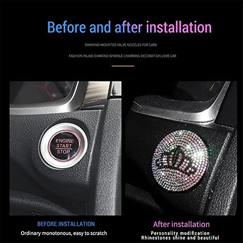Bling Crown Push Start Button Cover, Car Engine Button Cover Bling Car Silver
