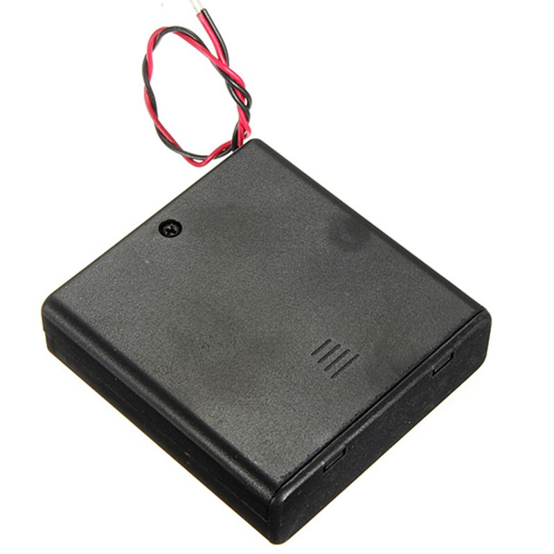 4-AA Slots Battery Spring Clip 6V Holder Case Plastic With On/Off Switch and Lid