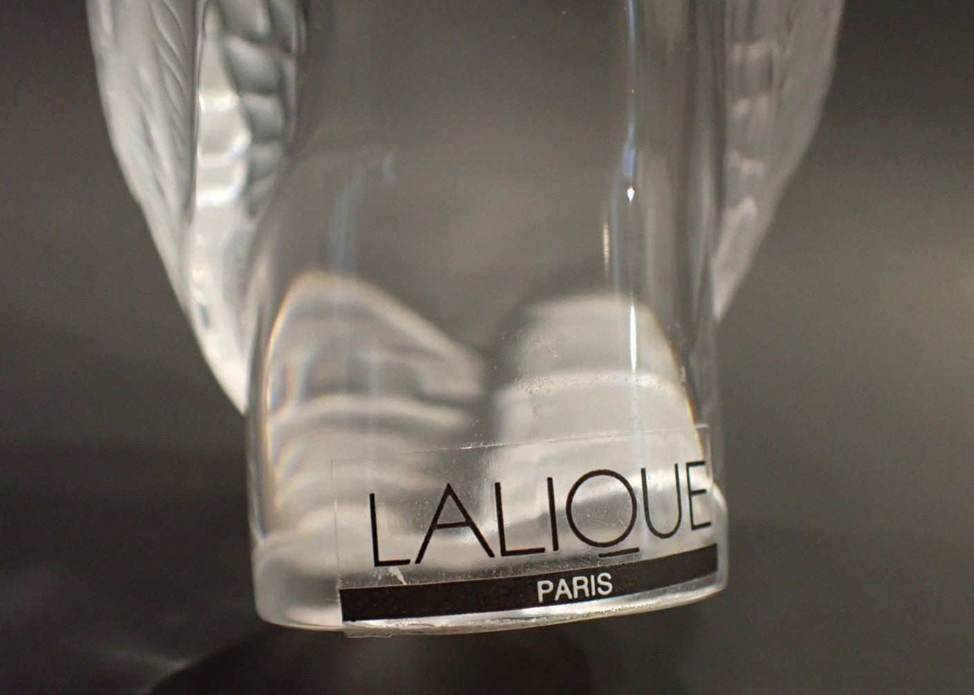 Vintage Lalique France Crystal Owl Paperweight Figurine Original Sticker Signed