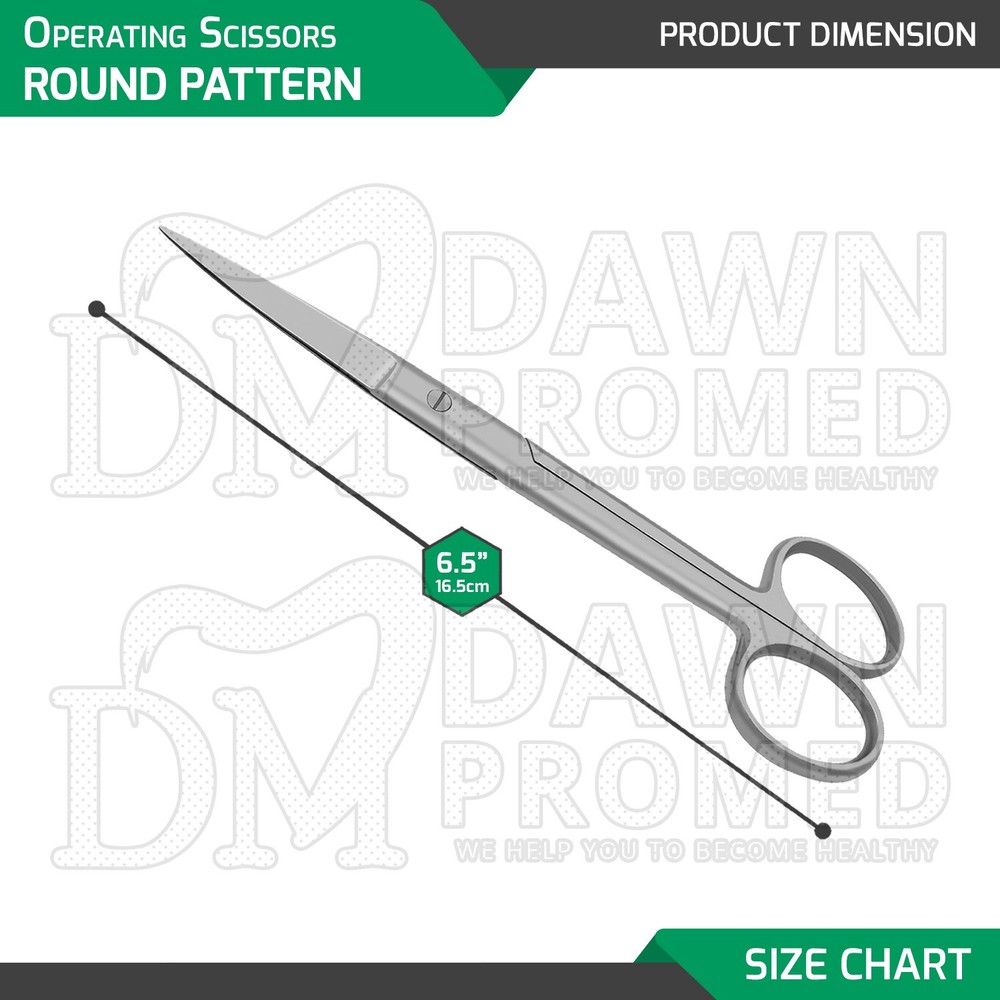 6 Pcs Operating Scissors 6.5" Straight Sharp Sharp Round Pattern Surgical Set