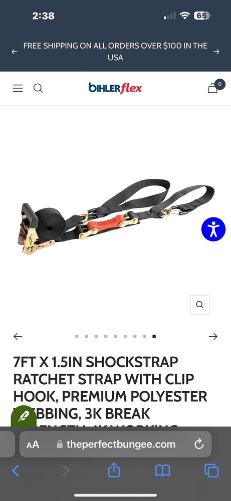 ShockStrap 1.5" Ratchet Tie Downs 7RSBKP