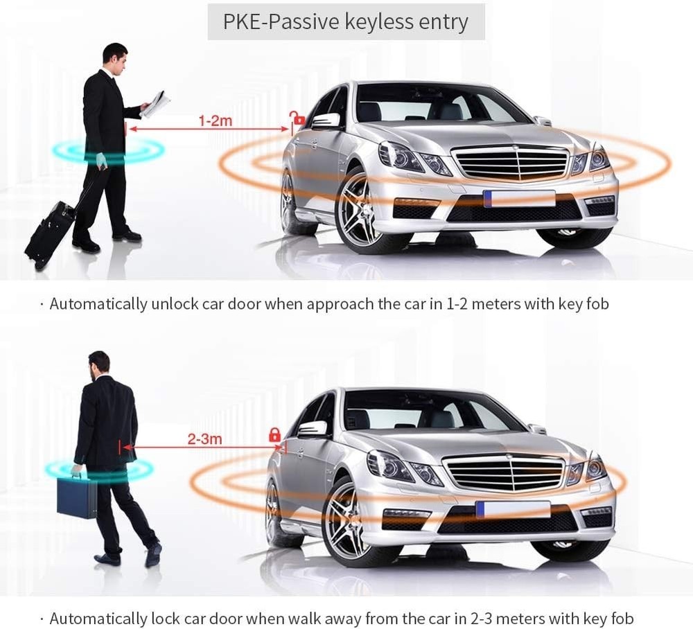 PKE Passive Keyless Entry Car Push Star Button Remote Engine Start Stop Shock...