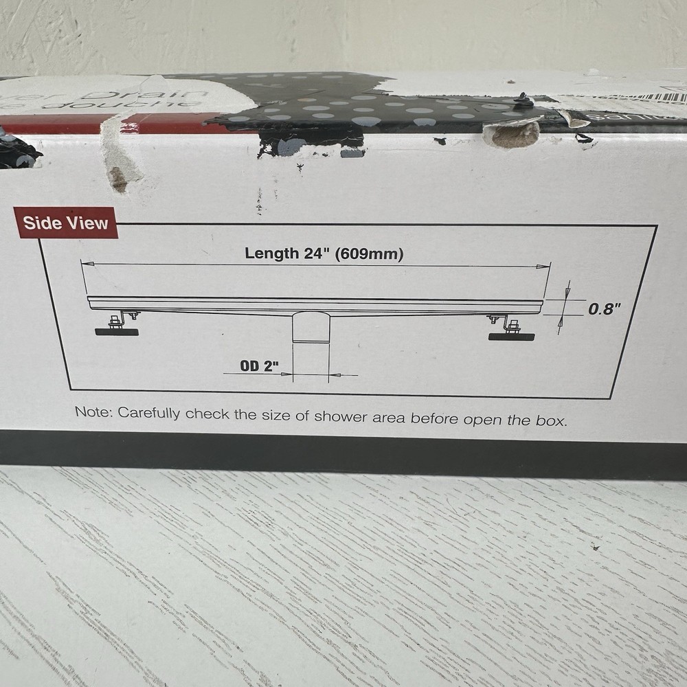 NeoDrain 24” Linear Rectangle Shower Drain Matte Black Brick Pattern Grate