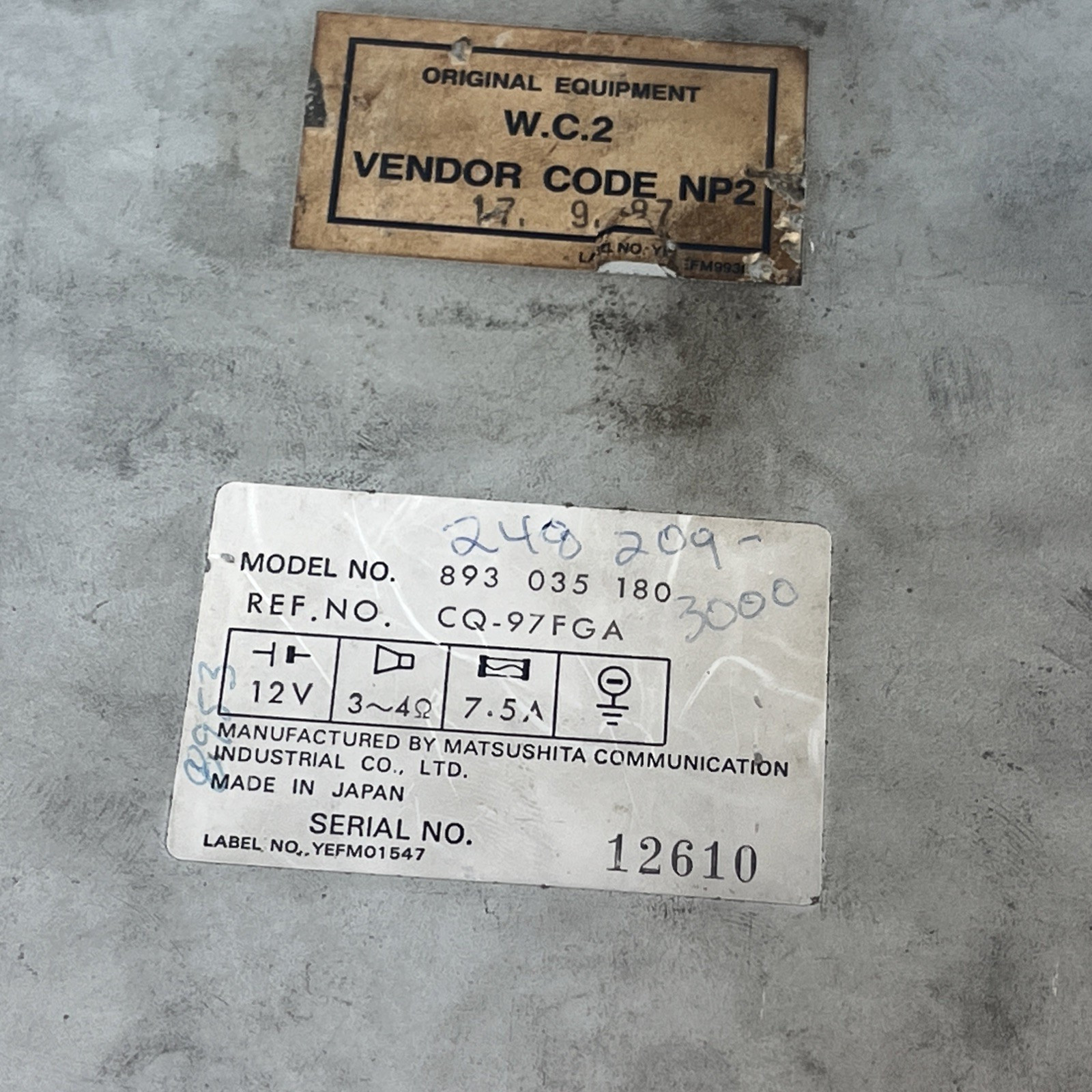 1988-1991 AUDI 80 90 Quattro Coupe Radio Receiver FM Cassette Player 893035180