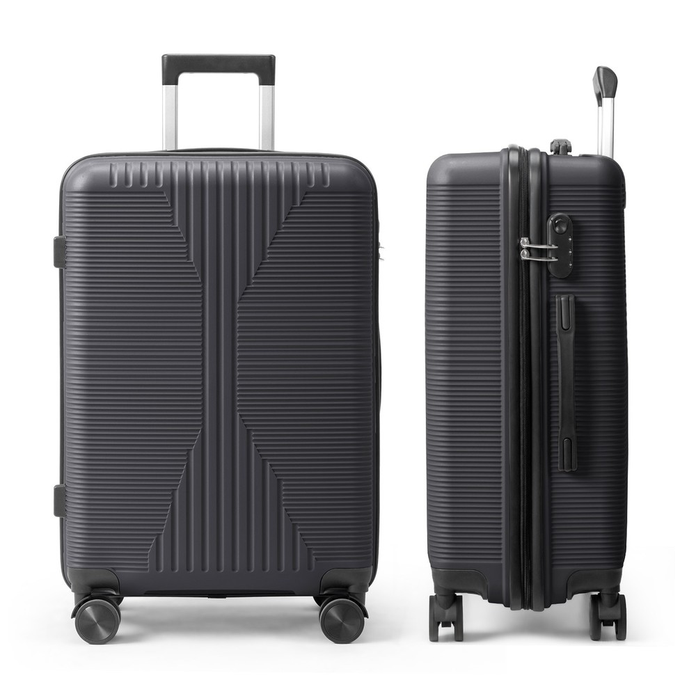 24in Dark Gray PP Suitcase with Non-TSA Lock