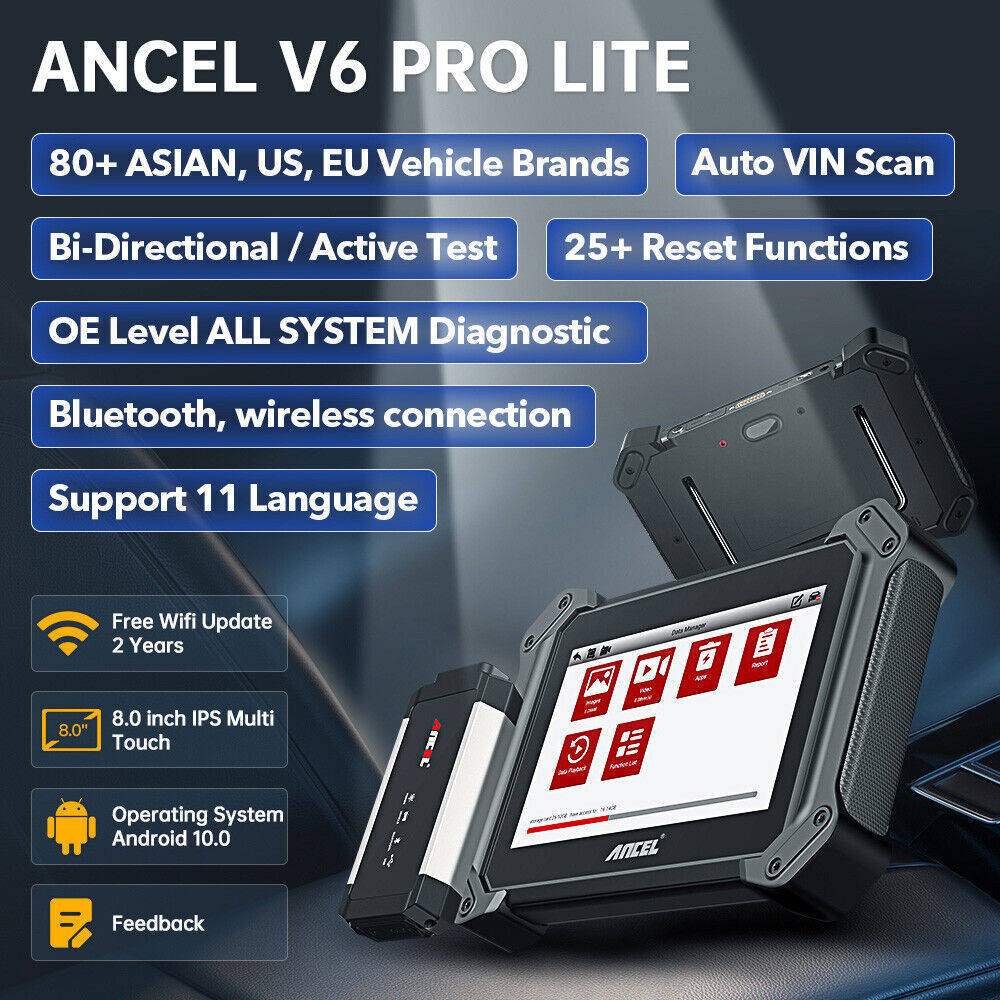 ANCEL V6 PRO+ All System Bidirectional OBD2 Scanner Diagnostic Key Programming