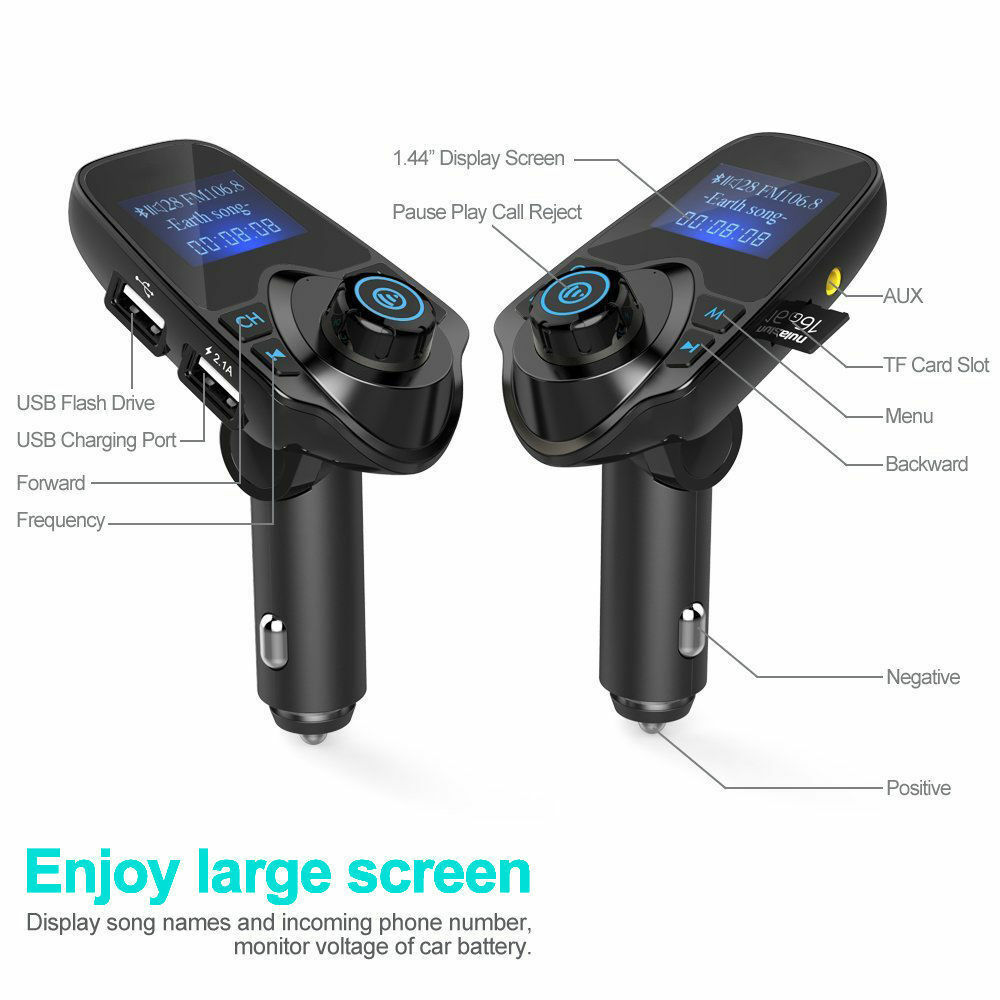 Car Cigar Plug Bluetooth FM Transmitter Radio MP3 Player Adapter Kit USB Charger
