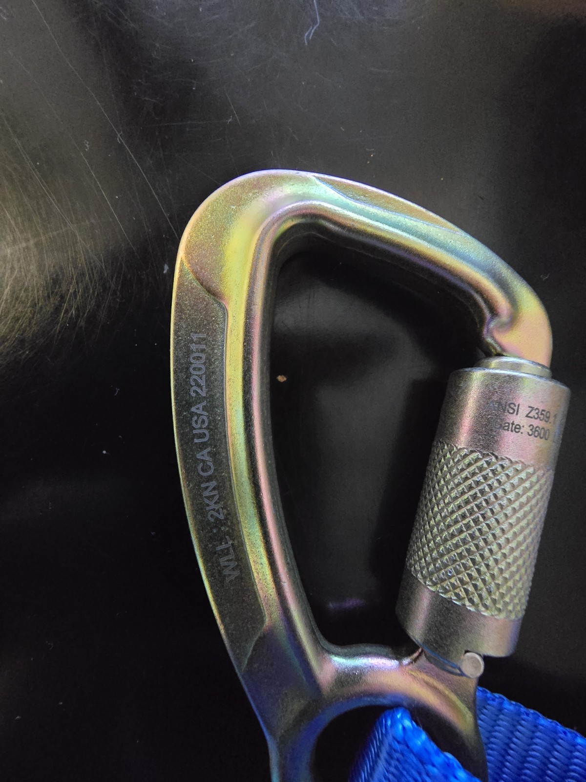 Fusion Adjustable Y-Lanyard W/hitched Loop And Carabiner Ends Blue 48 climbing