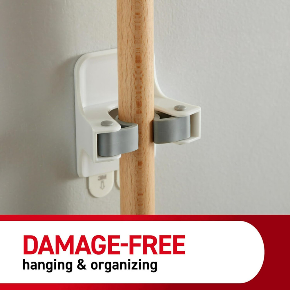 Command Broom and Mop Gripper, 3-Pack for Damage-Free Organization